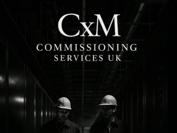 Engineers performing CxM commissioning tests in a UK data centre